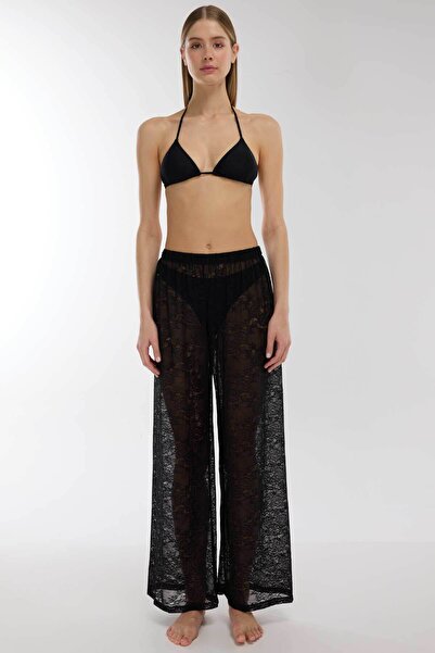 AYYILDIZ 4824 Siyah Dantelli Plaj Pantolonu