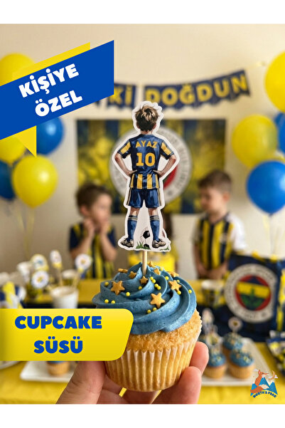 north&peak Kişiye Özel İsimli Futbolcu Sarı Lacivert Cupcake Süsü - Takım Tem...