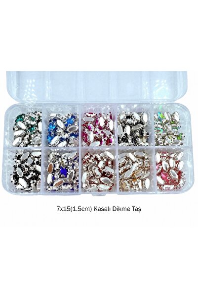 yiğit aksesuar 100 Adet 10 Renk 7x15(1.5cm) Mekik Kristal Dikme Cam Taş