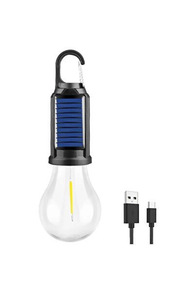 Alaska Güneş Enerjili LED Kamp Lambası Solar Type-C Şarjlı 3 Mod Asılabilir K...