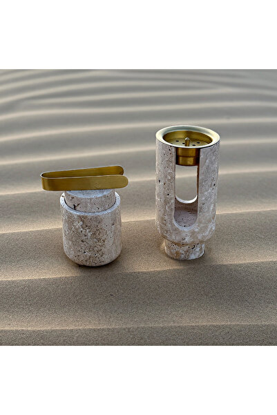 Tohfa Luxe Marble Bukhoor Set with Brass Accessories
