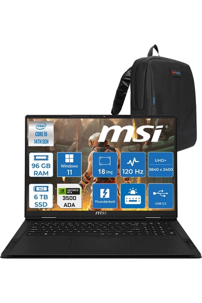 MSI Creatorpro X18 Hx A14VKSG-481TR Intel Core I9 14900HX 96GB Ddr5 6tb SSD W...