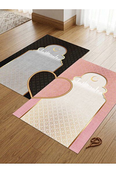patron halı Sec_529 Heart-Shaped Prayer Rug Non-Slip Base Double Prayer Rug S...