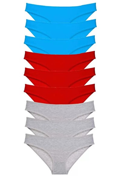 Mestore 9 Pieces Super Eco Set Lycra Women's Slip Panties Red Gray Blue
