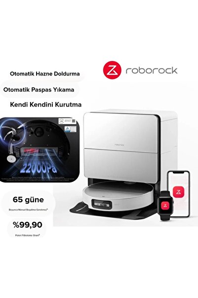 Roborock 22000Pa Kendi kendini temizleyen Tam Otomatik VibraRise 4.0 Paspas S...