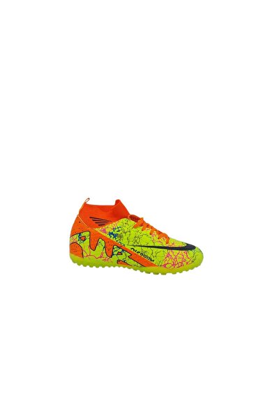 Zerhan Laliga 565 Boys' Yellow Orange Sock Football Field Shoes