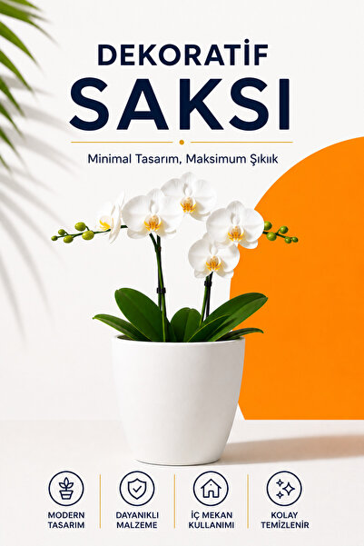plant-home Dekoratif Saksı Orkide Saksısı | Modern Minimal Tasarım, Drenajlı,...