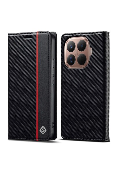 LC.IMEEKE Carbon Fiber Θήκη Πορτοφόλι Vertical Stripe (Xiaomi 15T Pro 5G)