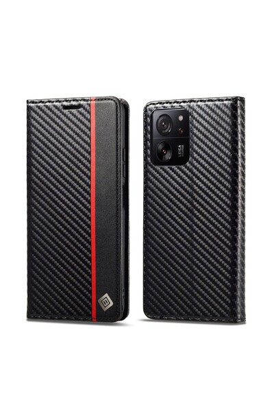 LC.IMEEKE Carbon Fiber Θήκη Βιβλίο Vertical Black (Xiaomi 13T / 13T Pro)