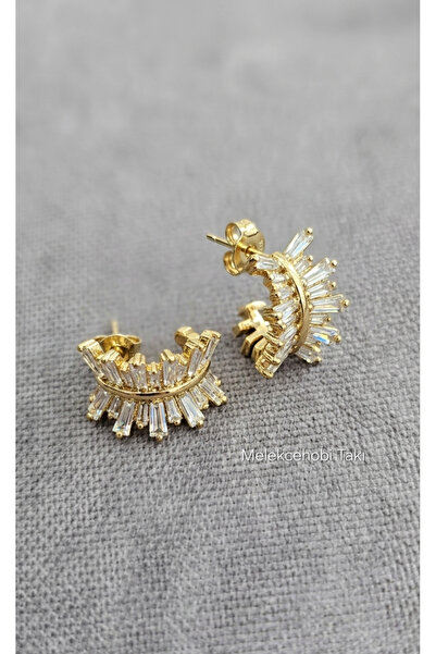 XUPING JEWELRY Kadın Gold Kaplama Baget Zirkon Taşlı Küpe - Lüks Tasarım Anti...