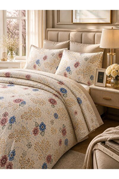 Sheri Home Çift Kişilik Çift Taraflı Nevresim Takımı(LASTİKLİ ÇARŞAFLI) %100P...