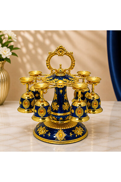 hediyeconcepti 6’lı Lüks Sunum ve Dekoratif Kadeh Seti – Gold Detaylı Özel Ta...
