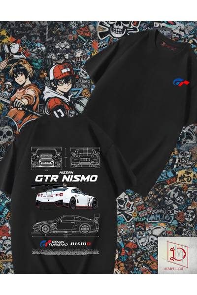 dompulerimoda Nissan Gtr Nismo Printed Oversize Unisex Black T-Shirt