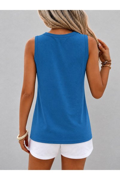 SERBA Sax Color Thick Strap Women's Athlete Blouse