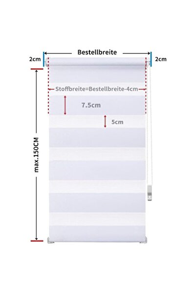 OBdeco Rulou dublu fără găurire, 65x150 cm, reglabil, pentru ferestre și uși de balcon, alb