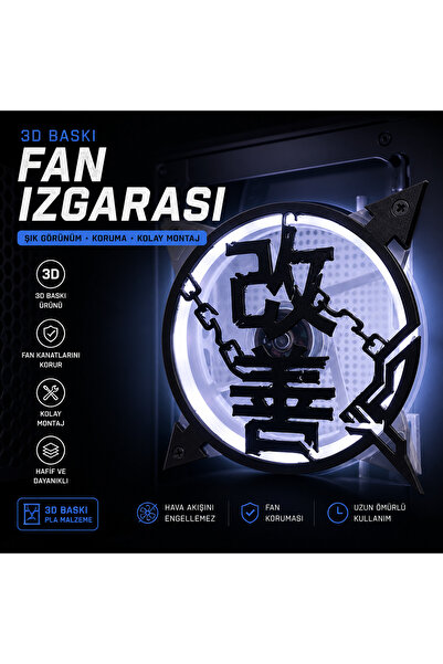 EnfinixTech Kaizen 120mm Fan Izgarası 3D Baskı PC Fan Koruyucu RGB Uyumlu Kas...