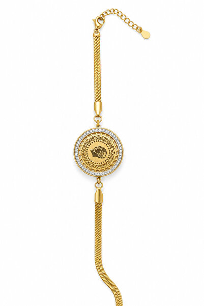 Yuchicly Gold Stone Quality Stainless Steel Verse Pattern Bracelet I