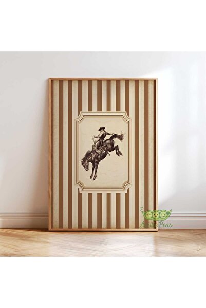 NinaStore Vintage Kovboy Rodeo Duvar Sanatı - Batı Tarzı At Binicisi Posteri ...