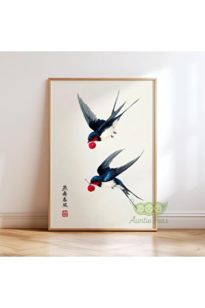 NinaStore Vintage Japon Kırlangıç Kuşu Duvar Sanatı - Asya Kuşu Tablosu Poste...