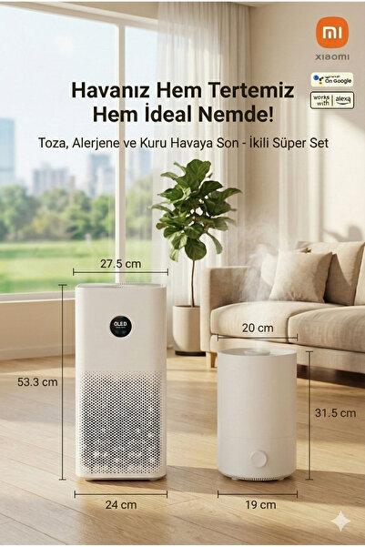 Xiaomi 43 m² 3 Katmanlı Güçlü Filtreli Akıllı Kontrollü Hava Temizleyici ve N...
