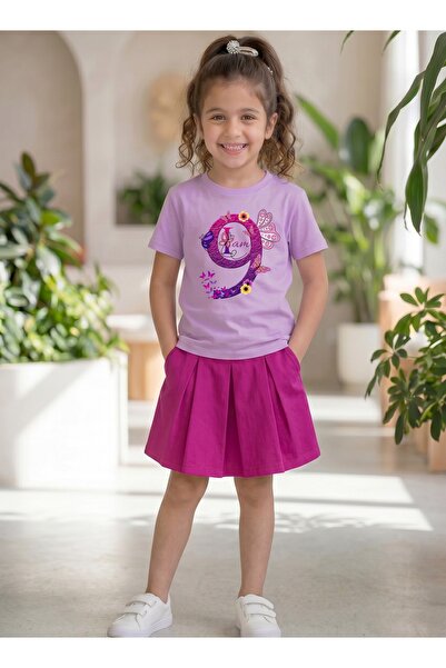 Funkaar Birthday Girl, 9th Year Butterfly Birthday Graohic Print T-Shirt