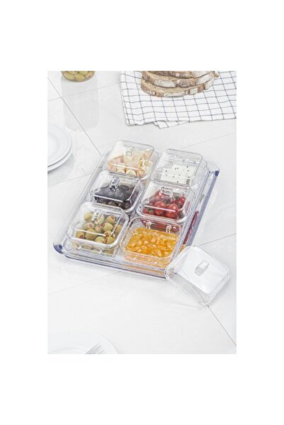 OSKA GLOBAL Acrylic Transparent 6-Piece Breakfast Set with Lid & Storage Cont...