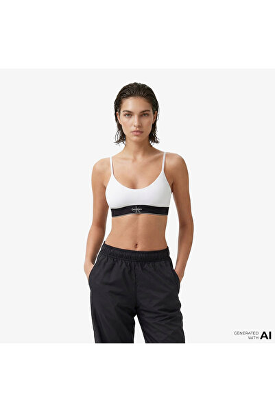 Calvin Klein Unlined Kadın Beyaz Spor Sütyeni