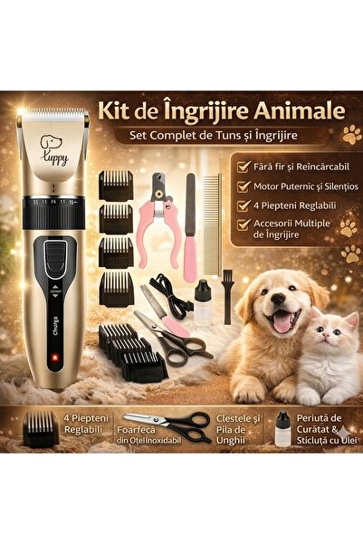 unbranded Mașină de Tuns Animale cu Accesorii – Set Complet pentru Câini și P...