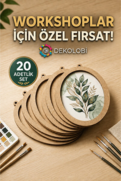 DEKOLOBİ 20 Adet 6 mm MDF Boyanabilir Pano Seti | Ahşap Kasnak Tablo | Worksh...