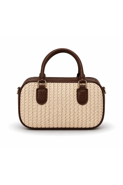 PaminBags Aksesuar Kožna patchwork slamnata cilindrična torba PMN0043
