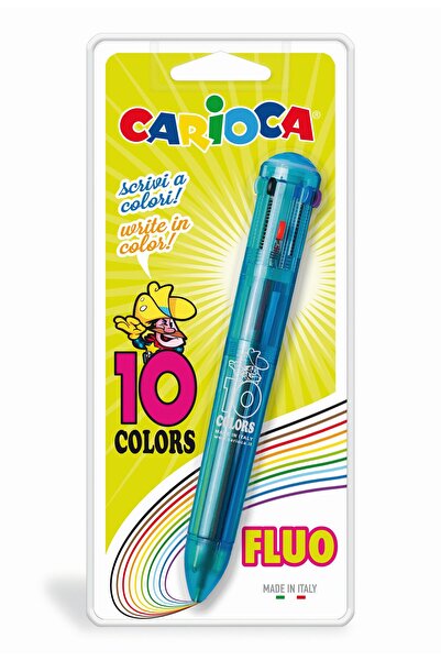 carioca Писалка с 10 флуоресцентни цвята, прозрачен цветен корпус, блистер