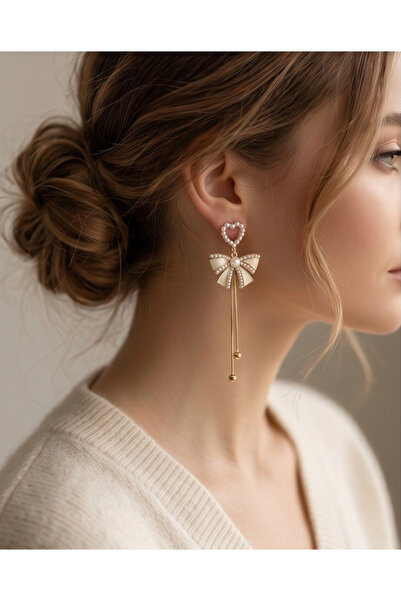 HOSBUTIK Gold White Enamel Monaco Earrings 5 cm