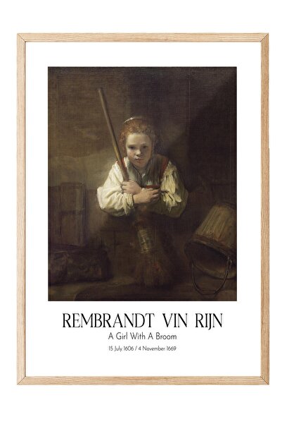 Postifull Rembrandt Vin Rijn - Devojčica sa metlom, slika u drvenom okviru, u...
