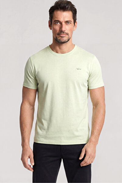 PAUL&SHARK Men's Woven Fabric Plain Crew Neck Green T-Shirt