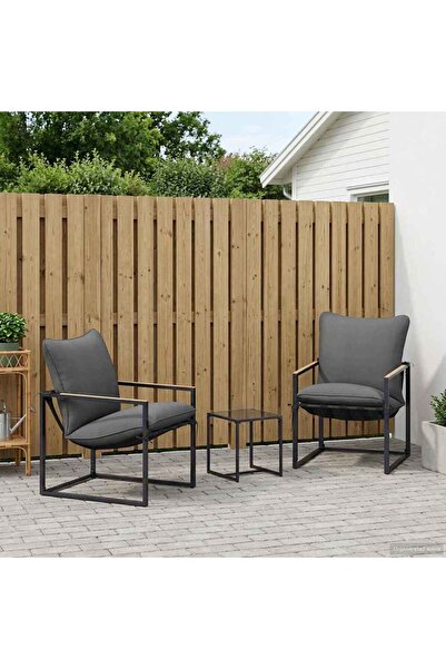 vidaxl Set de canapele pentru gradina 3 pcs Negru si antracit OÈ›el