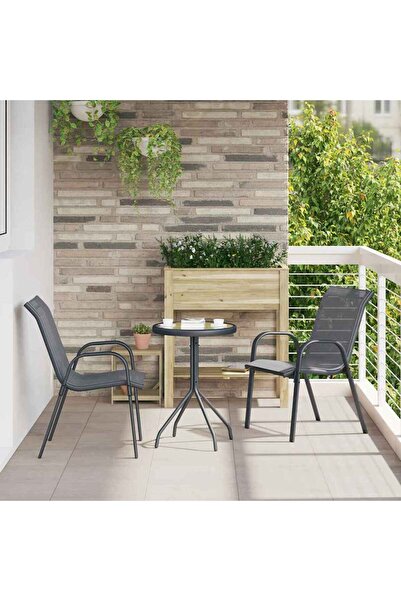 vidaxl Set Bistro de Gradina 3 pcs Gri OÈ›el