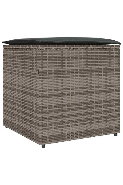 vidaxl Cutie pentru perne cu depozitare Gri 50 x 50 x 50 cm poliratan