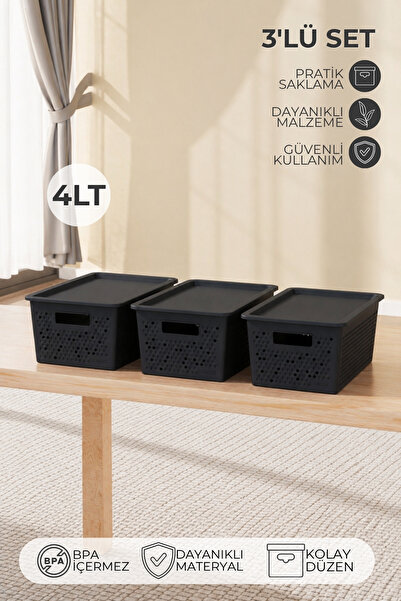 Nandy Home 3'lü Set Hava Delikli Seul Model Çok Amaçlı Saklama Kutusu 4Lt. - ...