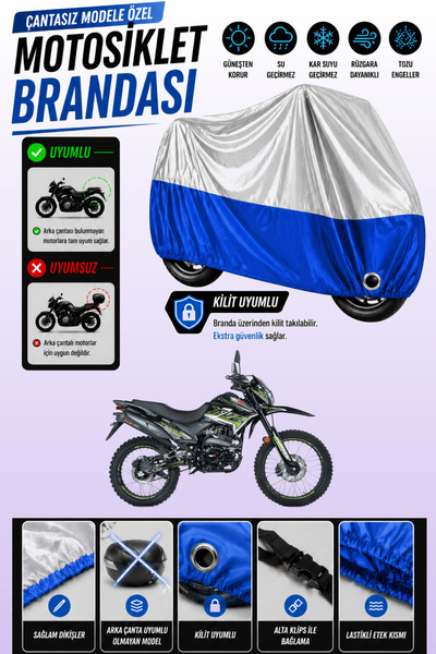 Cemku Twin غطاء محرك متوافق مع RKS XVR250 باللون الرمادي من الأعلى والأزرق من...