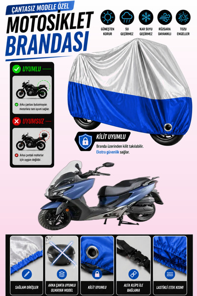 Cemku Twin غطاء محرك متوافق مع Kymco Xtown 250 CT باللون الرمادي من الأعلى وا...
