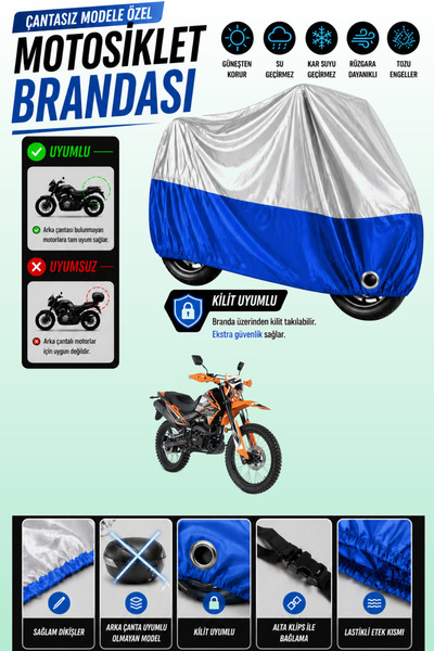 Cemku Twin Top Gray - Bottom Blue Rks Nr200 Compatible Engine Tarpaulin, Rear...