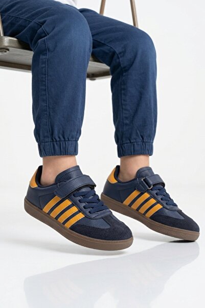 Lafonten Navy Blue Mustard Velcro Boys' Sports Shoes