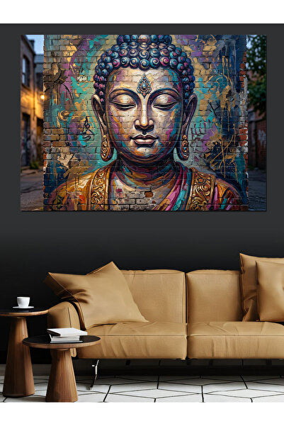 Artmeg Portret spiritual al lui Buddha cu detalii aurii, pânză decorativă - T...