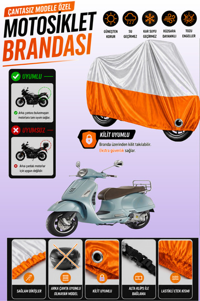 Cemku Twin Top Gray - Bottom Orange Vespa Gts 125 Abs Compatible Engine Cover...