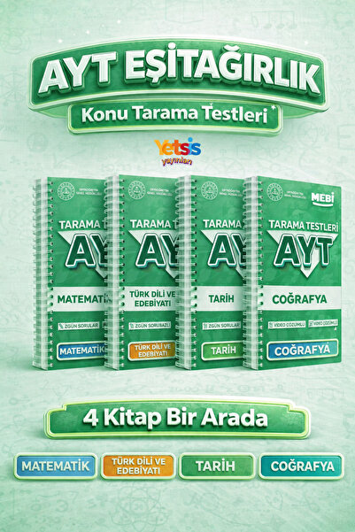 Yetsis Yayınları AYT Eşitağırlık Dersler Konu Tarama Testleri, A4 Büyükboy Re...