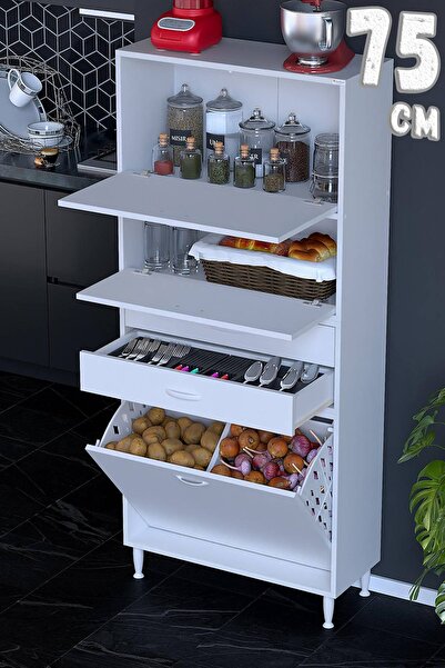 Modilayn Asya Çok Amaçlı Mutfak Dolabı: Çekmeceli, Sepetli, Kapaklı Ekmeklik,...