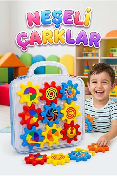 Tıfıl Toys Neşeli Renkli Çarklar! 10 Parça Mekanik Hareketli Taşınabilir Zeka...