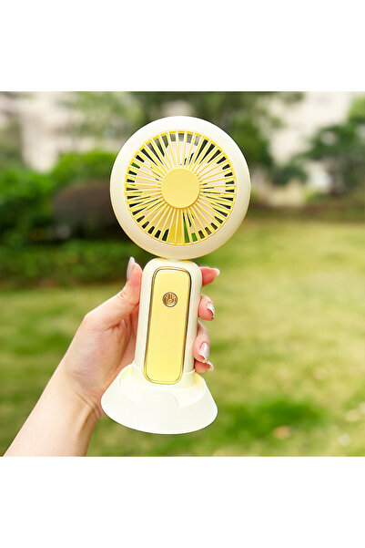 Livava Işıklı Şarjlı El Vantilatörü 3 Kademeli Masaüstü Taşınabilir Mini Fan