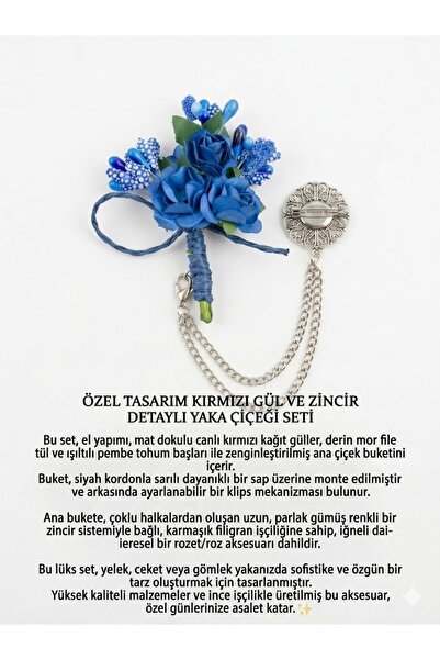 Ars Magic Box ARS EL YAPIMI ZİNCİRLİ ÇİÇEK YAKA İĞNESİ - ÖZEL TASARIM 26ÇEŞİT...