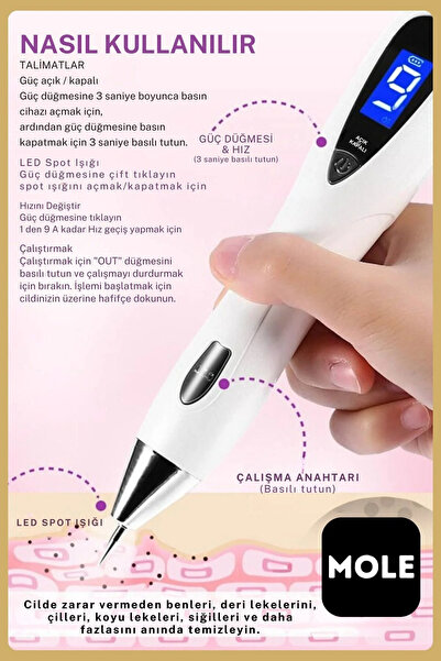 HARMAN Profesyonel 9 Kademe Dijital Laser Plazma Pen BEYAZ Renk